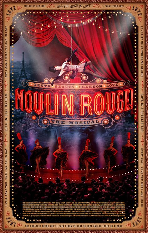 Moulin Rouge Movie Aesthetic, Moulin Rouge Decorations, 1920s Stage, Moulin Rouge Theme, Moulin Rouge Aesthetic, Moulin Rouge Poster, Cabaret Stage, Cabaret Poster, Moulin Rogue