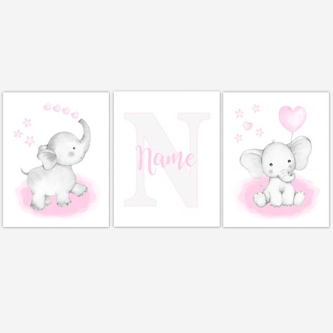 Elephant Wall Decor, Nursery Decor Wall Art, Nursery Art Girl, Girl Nursery Wall, Bedroom Pictures