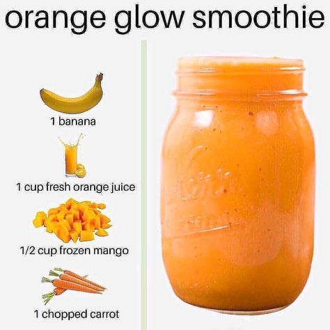 Glow Smoothie, Resep Smoothie, Orange Smoothie, Easy Healthy Smoothies, Smoothie Recipes Healthy Breakfast, Orange Glow, Smoothie Drink Recipes, Healthy Drinks Smoothies, Smoothie Diet Plans