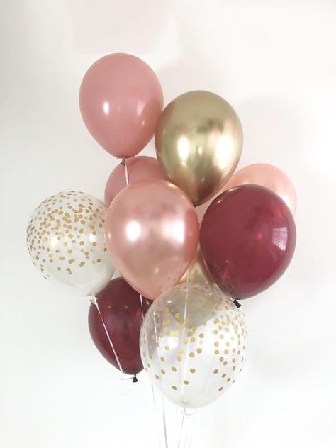 Fall Wedding Mauve, Purple Fall Wedding, Rose Gold Bridal Shower, Idee Babyshower, Party Boy, Shower Rose, Gold Confetti Balloons, Gold Shower, Rose Gold Confetti