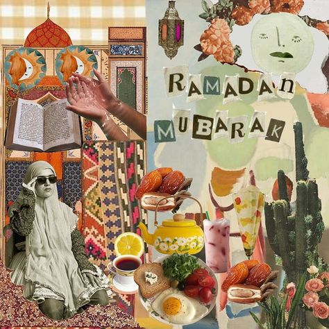 Ineu Ayu on Instagram: “Ramadan food is best food ever♥ I love dates fruit!!! 😭♥💕 Ramadan collage art for @sorjomagazine 🌱🌻♥ #collage #collageart…” Ramadan Collage, Lebanese Food Illustration, Iftar Poster Design, Morocco Collage, Iftar Meet Poster, Dates Fruit, Ramadan Food, Food Collage, Ramadan Poster