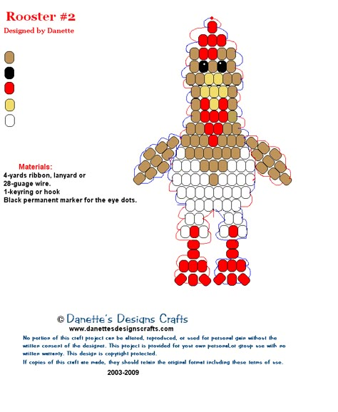 Pony Bead Chicken, Chicken Pony Bead Pattern, Bead Buddies Patterns Easy, Bead Animal Keychain Patterns, Free Pony Bead Animal Patterns, Bead Buddy Patterns, Pony Bead Animals Patterns Easy, Pony Bead Animals Patterns, Bead Animals Patterns Easy