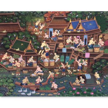 Thai Mural, Thai Painting, Asian Wall Art, Buy Paintings Online, Thailand Art, Thai Pattern, Food Wall Art, Art Paintings For Sale, Thai Culture