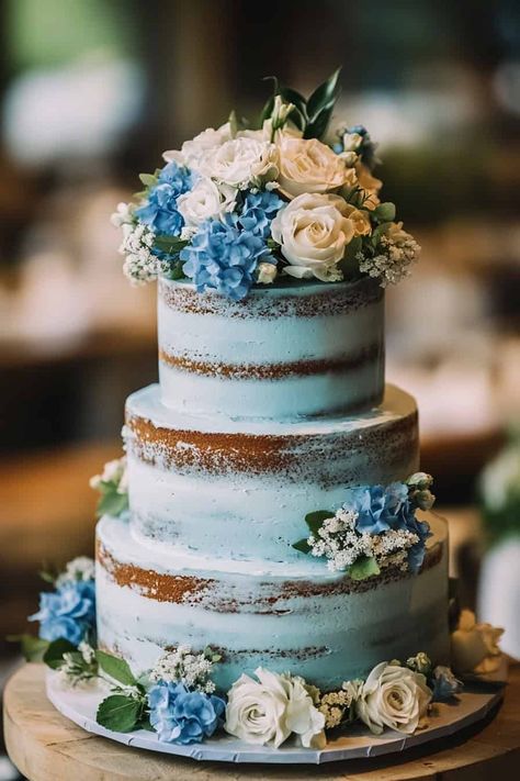 Discover Your Dream Blue Wedding Cake: 24 Stunning Designs • Wedding Cake Dark Blue, Wedding Cake Dark, Blue Wedding Cakes, Sparkle Wedding Cakes, Striped Wedding Cake, Simple Wedding Cakes, Light Blue Wedding Cake, Geode Cake Wedding, Blue Wedding Cake