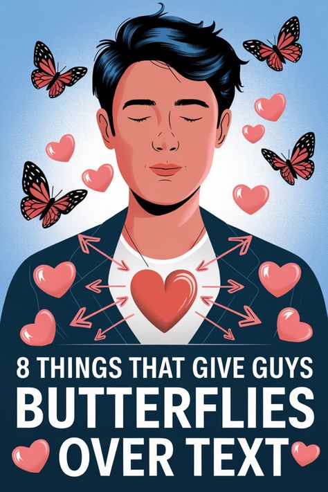 Discover the 8 things that make guys feel butterflies over text with these simple yet effective tips. Understanding how to keep the conversation engaging and exciting can make all the difference in your communication with him. Whether it's a flirty message, a compliment, or sharing something personal, knowing what resonates with guys can help you build a strong connection through texting. From sending witty responses to showing genuine interest in his day, these tips are designed to make him loo What Gives Guys Butterflies Over Text, Witty Responses To Guys, Texts To Give Him Butterflies, Give Guys Butterflies, How To Give A Guy Butterflies, How To Compliment A Guy, How To Give Him Butterflies, Witty Responses, Flirty Emojis