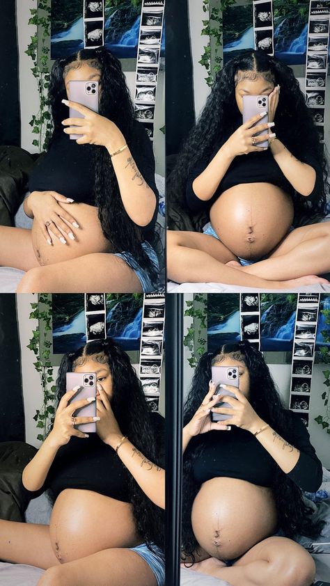 Pregnant Women With Boyfriend, 19 And Pregnant, Pregnant Mirror Pic, Pregnant Mirror Selfie Aesthetic, Pregnant Selfies Ideas, Black Pregnancy Aesthetic, Poolside Maternity Shoot, Khiamonique And Quan, Baby Mama Aesthetic