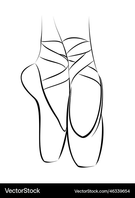 Drawing Ideas Ballet, Shoes Drawing Tutorial, Pointe Shoes Drawing, Ballet Shoes Drawing, Ballet Drawings, Shoes Vector, Drawing Shoes, Scratch Book, Ballet Pointe