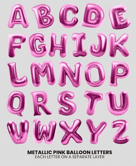 Letras del alfabeto de globos de papel r... | Premium Psd #Freepik #psd #diseno-letras #diseno-texto #fuentes-tipograficas #fuentes-letras Balloon Alphabet Letters, Graphic Letters Alphabet, Pink Letters Alphabet, Alphabet Graphic Design, Puffy Letters, Balloon Font, Balloon Alphabet, Paper Letters, Balloon Letters