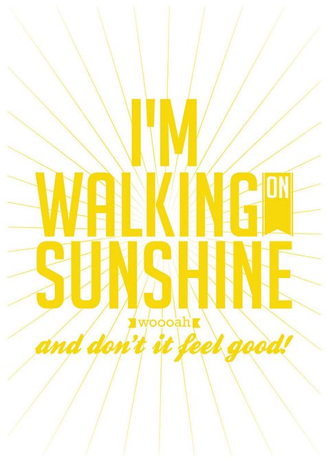 I'm walking on sunshine Music Poster Art, Waves Song, Cruise Quotes, Wedding Venues In Virginia, Pocket Full Of Sunshine, Great Song Lyrics, Box Of Sunshine, Walking On Sunshine, Weekend Quotes