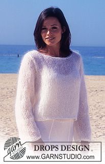 Free lightweight boat neck sweater  DROPS Sweater in Vienna and Cotton Viscose. ~ DROPS Design Strikkeopskrift Oversize Sweater, Lace Sweater Pattern, Mohair Sweater Pattern, Easy Sweater Knitting Patterns, Mohair Sweater Knit, Mohair Jumpers, Knitting Patterns Free Sweater, Design Crochet, Mohair Knit