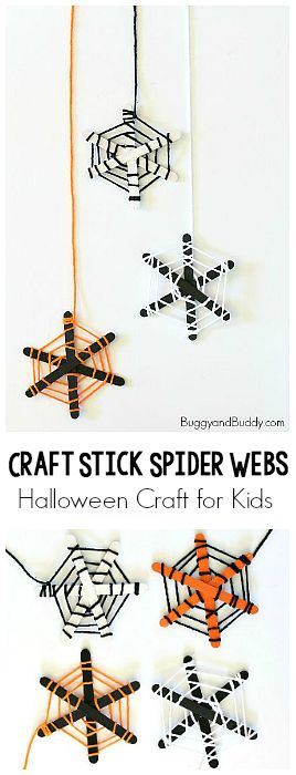 Halloween Craft for Kids: Spider Webs made from popsicle sticks and yarn! Fun fine motor practice and make such a cute decoration for… Stick Spider, Spider Web Craft, Fine Motor Practice, Halloween Fest, Fun Halloween Crafts, Spider Webs, Halloween Craft, Halloween Crafts For Kids, Theme Halloween