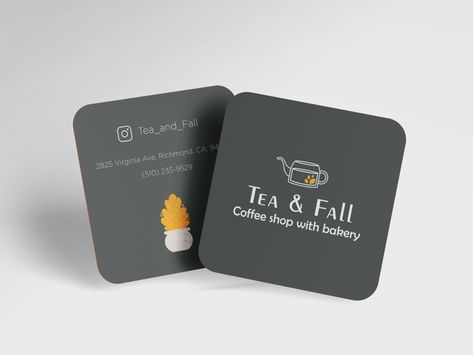 Coffee Business Card, Tea Business Card, Boba Logo, Coffee Shop Business Card, Chocolate Branding, Tree Icons, Tea Business, Friends Cafe, Cafe Business