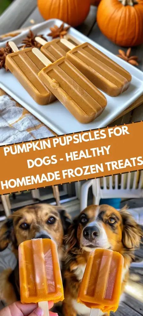 Keep your pup cool and happy with these easy, healthy Pumpkin Pupsicles for Dogs. Perfect for hot days and packed with nutrients. Make them today! Pumpkin Popsicles For Dogs, Pupsicles Dog Treats Recipe, Dog Popsicles Recipe, Healthy Frozen Treats, Frozen Dog Treats Recipes, Dog Ice Cream Recipe, Dog Cake Recipes, Dog Treats Homemade Easy, Easy Dog Treat Recipes