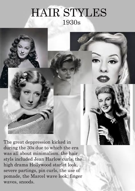 All about the 1930s hairdos. 1930 Womens Hairstyles, 1930s Hair Accessories, 1930s Womens Hair, 1930s Long Hair, 1930 Hairstyles For Long Hair, Decade Hairstyles, 1930s Fashion Hair, 1930’s Makeup, 1930 Makeup