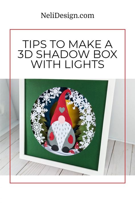 3d Layered Paper Art Christmas, Winter Shadow Box Ideas Diy, Cricut Christmas Shadow Boxes, 3d Paper Cricut Projects, 3d Shadow Box Cricut Svg Free Christmas, Gnome Shadow Box Ideas, 3d Lighted Shadow Box Cricut, 3d Christmas Paper Craft, Lighted Shadow Box Ideas Diy