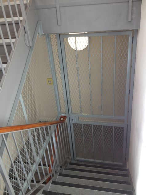 RSG3000 Security Door Gate together with RSG800 Mesh Grills fitted to the staircase of residential building in Central London Stair Gate Ideas, Stairs With Door, Door For Stairs, Door Security Gate, Staircase Gate, Stairs Gate, Enclosed Staircase, Gate For Stairs, Home Window Grill Design