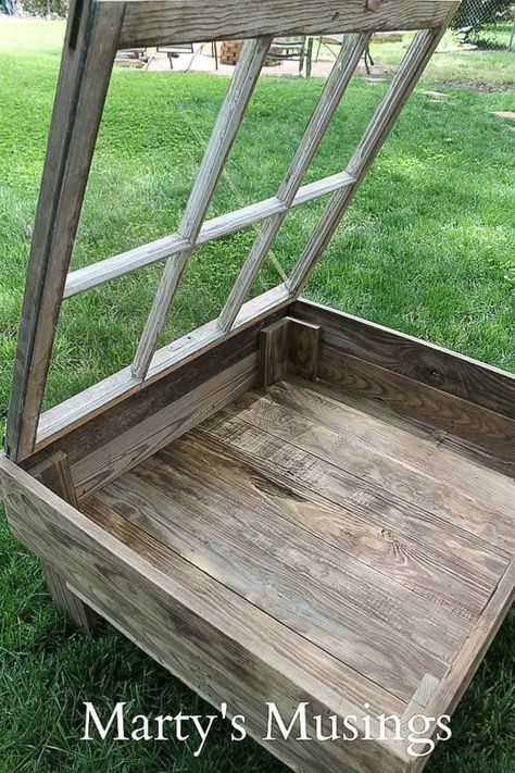 Old Window Table, Old Windows Repurposed, Windows Repurposed, Shadow Box Table, Make A Window, Shadow Box Coffee Table, Old Window Projects, Shell Table, Recycled Door