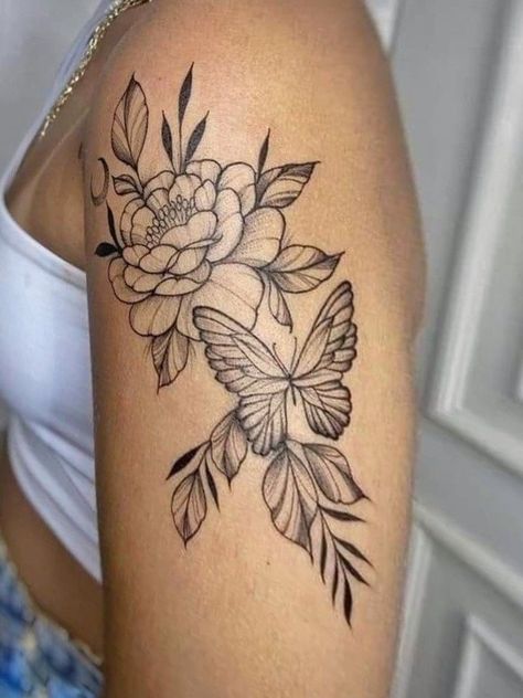 Chrysanthemum And Butterfly Tattoo, Roxy Tattoo, Name Flower Tattoo, Crazy Tattoos, Butterfly Tattoos For Women, Butterfly Tattoos, Weird Tattoos, Tattoos Ideas, Forearm Tattoos