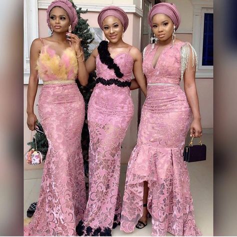 traditional attire designs 2019 for African women - fashion ShweShwe 1 Bridesmaids Styles, Latest Lace Styles, Nigerian Lace Dress, Nigerian Dress Styles, Aso Ebi Lace Styles, Nigerian Lace Styles, African Wedding Attire, Classy Jumpsuit, African Lace Styles