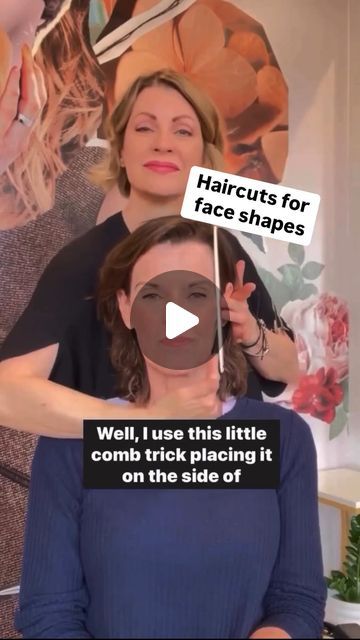 Sonna Jean Brado on Instagram: "How do you create the best cut for someone’s face shape? What face shape does your client actually have?
Is it square, round, oval, diamond, heart? 💕

For. me, the question is simpler than that! I simply place a comb on the side of the face and decide where there is more space… is it above or below the cheekbone? That is where I want to place fullness. I know it might sound really simple, but it tends to work! 
Try it next time and let me know what you think 👍
.
.
.
#faceshape #haircutsforfaceshape #heartshapeface #ovalfaceshape" Side Bangs Heart Shaped Face, Pixie For Long Face Shape, Heart Shape Face Haircut, Haircut For Heart Shaped Face, Best Haircuts For Oval Face Shape, Square Shape Face, Haircut Techniques, Round Face Bob, Diamond Face Shape Hairstyles