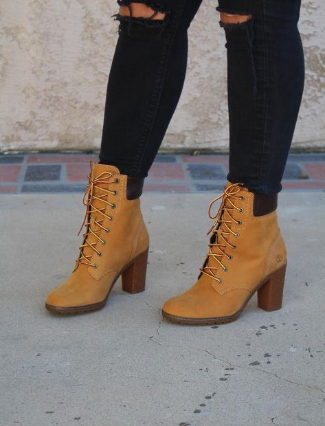 Timberland Glancy Wheat Heeled Boot Timberland Heel, Mens Smart Shoes, Timberland Heels, Leather Thigh Boots, Timberland Boots Outfit, Jeans Ideas, Timberland Waterproof Boots, Timberland Boots Women, Tokyo Street Fashion