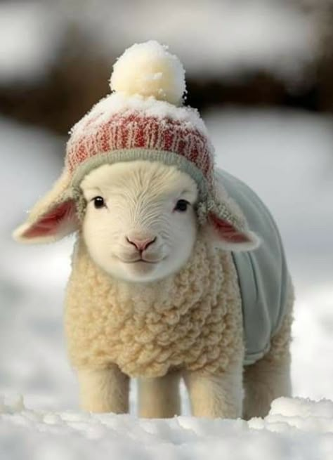 Sheep In The Snow, Lamb Pics, Smiling Lamb, Goats Cute, Lamb Pictures, Sheep Funny, Sheep Cute, Sheep Christmas, Christmas Sheep