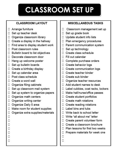 Beginning Of Year Checklist For Teachers, Back To School Teacher Checklist, Teacher To Do List Before School Starts, First Classroom Checklist, Classroom Setup Checklist, 1st Year Teacher Checklist, Before School Starts Checklist, New Teacher Checklist Elementary, Classroom Checklist For New Teachers