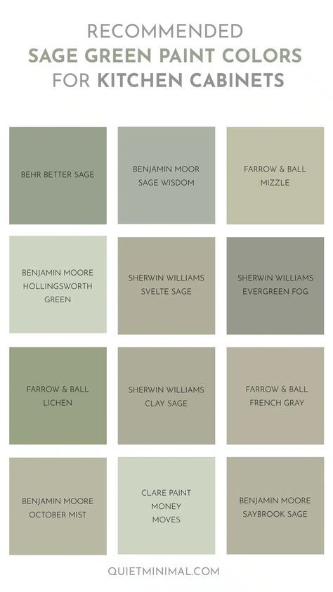 Sage Green Kitchen Cabinets – 12 Ideas with Pictures and Colors Gray Kitchen Cabinets Green Walls, Sage Green Mudroom Cabinets, Lichen Cabinet Ideas, Sage Green Cupboards Kitchen, Small Sage Kitchen, Light Green And White Kitchen, Green Cabinets Grey Countertops, Beige Green Kitchen, Sage Green And Gold Kitchen