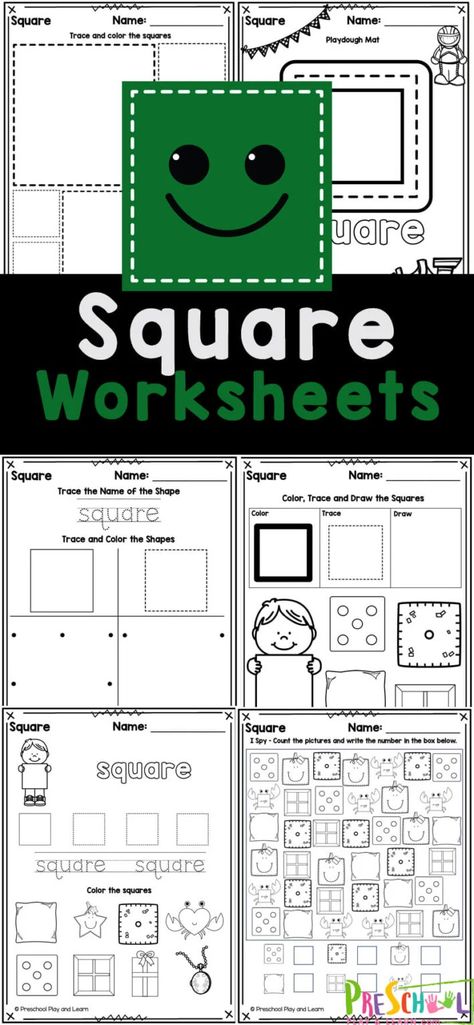 Square Worksheet Kindergarten, Square Activities For Kindergarten, Square Activity For Preschool, Square Projects For Preschool, Square Shape Activities Preschool Free Printable, Square Shape Worksheets For Preschool, Square Activity Preschool, Preschool Square Activities, Square Crafts For Preschool