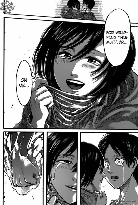 Yes!!! I read all this and to me,this was like Mikasa confessing and Eren accepted (in his own weird way)!! Thank you Mr.Isayama! ; u ; Mikasa X Eren, Tsubaki Chou Lonely Planet, Titan Manga, Bakugou Manga, Eren X Mikasa, Eren And Mikasa, Attack On Titan Season, Attack On Titan Eren, Anime Decor