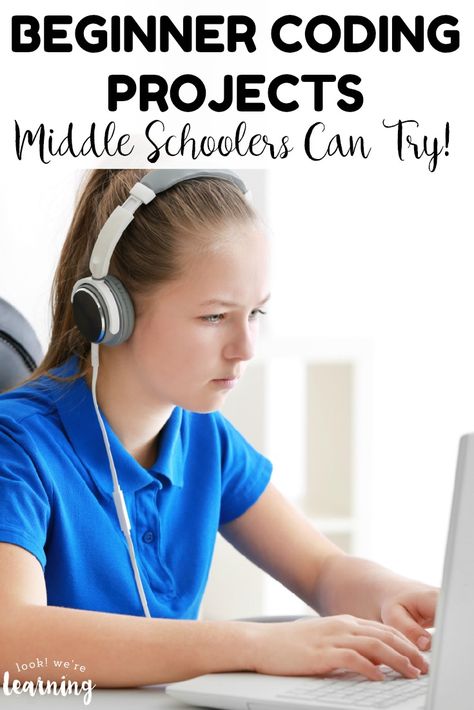 Easy Middle School Coding Projects for Beginners - Look! We're Learning! Middle School Coding, Computer Science Middle School, Middle School Technology Projects, Homeschool Coding, Middle School Technology, Coding Projects, Coding Lessons, Teaching Coding, Coding Class