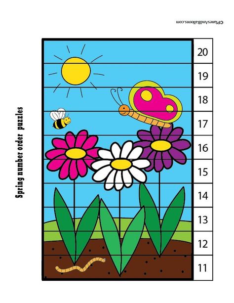 Fun free printable spring puzzles - perfect spring math activities for preschool or kindergarten. Skip counting and number order for kids. #spring #worksheets #prek #preschool #kindergarten Preschool Number Puzzles, Spring Worksheets Preschool, Love Numbers, Spring Worksheets, Spring Math Activities, Spring Theme Preschool, Classroom Preschool, Spring Worksheet, Counting Puzzles