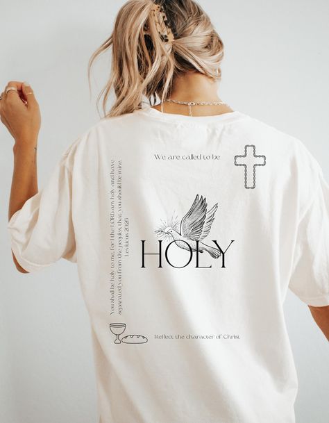 Holy T Shirt Christian T Shirt For Men Comfort Colors Faith T Shirt Faith Based Apparel Christian Streetwear Aesthetic Christian Tee Jesus T A reminder that we need everyday! This beautiful message is displayed on the softest Comfort Colors Shirt, as we only source from the best. Be bold about your faith, and spread the good news of Jesus's love wherever you go. An amazing gift for a loved one, or to be added to your wardrobe today ✧.* PRODUCT DETAILS: ✰ The SOFTEST, gets-better-with-every-wash Christian Shirts Men, T Shirt Design Christian, Collage Shirt Design, Cool Christian Shirts, Vintage Christian Graphic Tees, Love Like Jesus Shirt, Christian Shirt Design Ideas, Christian Merch Aesthetic, T Shirt Design Aesthetic