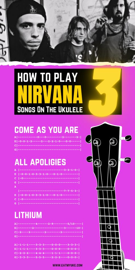 Ukulele Picking Songs, Come As You Are Guitar Tab, Nirvana Ukulele, Come As You Are, Ukulele Riffs, Songs On The Ukulele, Akordy Na Ukulele, Ukulele Fingerpicking Songs, Ukulele Tabs Songs