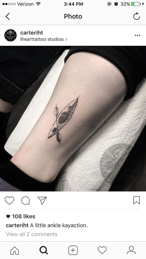 Kayak Tattoos For Women, Small Kayak Tattoo, Kayak Tattoo Ideas Simple, Kayak Tattoo Simple, Broke Tattoos, Yak Tattoo, Kayak Tattoo, Tattoos 2022, River Tattoo