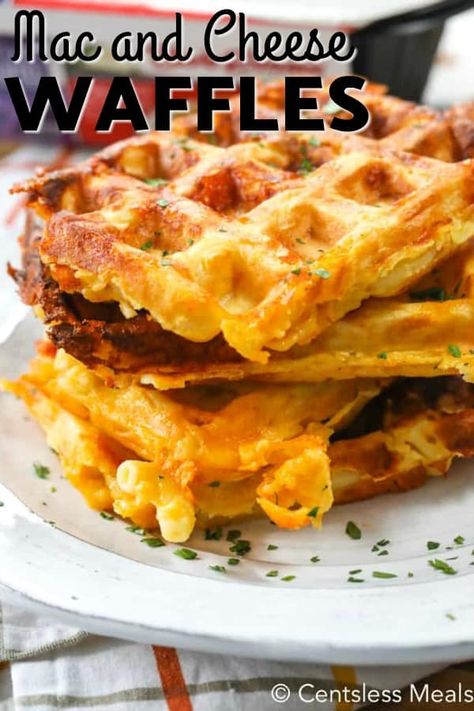 Mac And Cheese Waffles Recipes, Mac N Cheese Waffle Burger, Waffle Maker Grilled Cheese, Mac And Cheese Waffle Burger, Mac And Cheese Breakfast, Mac And Cheese Burgers, Waffle Iron Grilled Cheese, Breakfast Mac And Cheese, Different Mac And Cheese