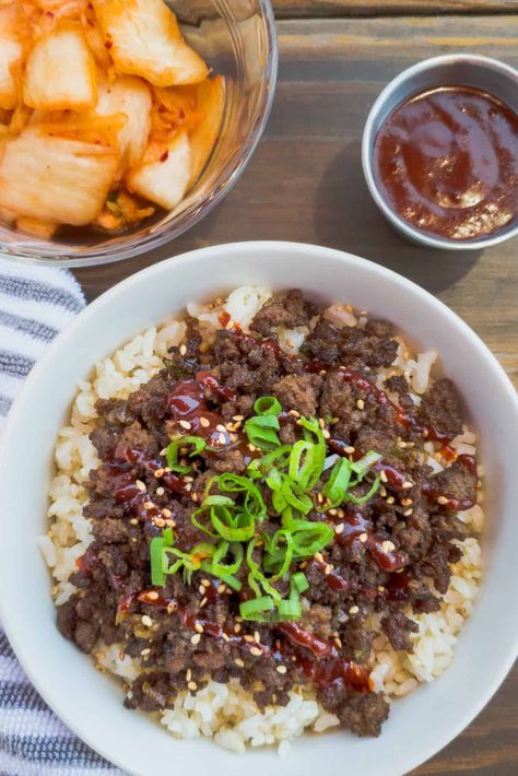 Ground Beef Bulgogi Recipe, Ground Beef Bulgogi, Sheet Pan Beef, Beef Bulgogi Recipe, Rice Cauliflower, Bulgogi Sauce, Korean Ground Beef, Korean Recipe, Yummy Vegetable Recipes