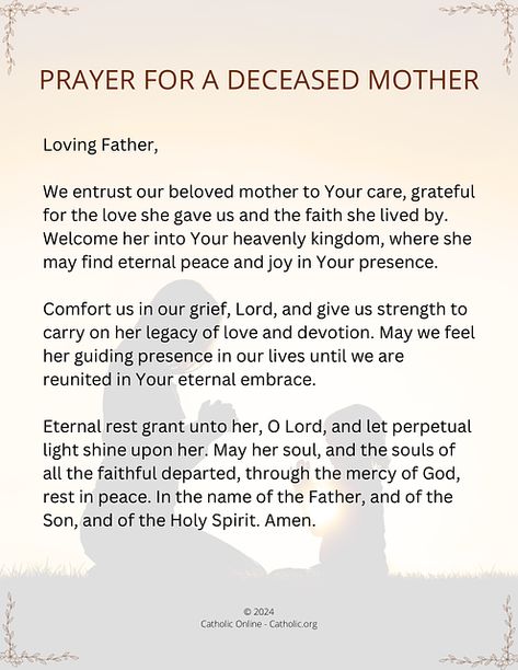 Prayer for a Deceased Mother (FREE PDF) | Catholic Online Learning Resources Prayer For Deceased, Prayer Candles, Beautiful Prayers, Learning Resources, Online Learning, Pdf Download, Gratitude, Love Her, Let It Be