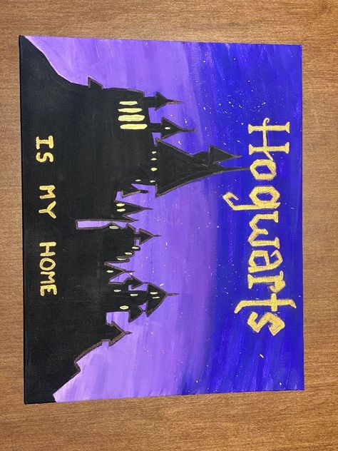 Harry Potter Art Painting, Harry Potter Canvas Painting, Harry Potter Canvas Art, Hogwarts Painting, Hogwarts Silhouette, Harry Potter Art Drawings, Harry Potter Painting, Anniversaire Harry Potter, Theme Harry Potter