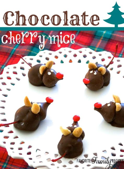 Christmas Mice Candy, Mice Candy, Chocolate Mice, Christmas Mice, Neighbor Christmas Gifts, Cherry Chocolate, Chocolate Covered Cherries, Christmas Sweets, Incredible Recipes