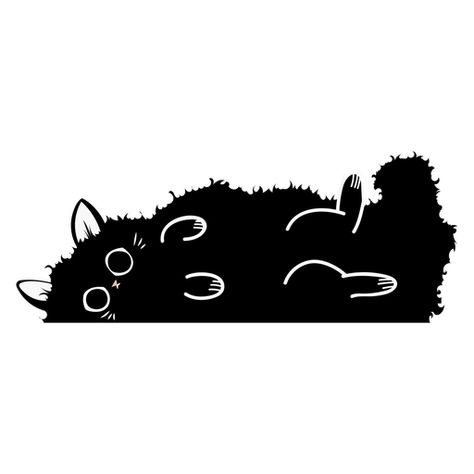 Black Cat Cartoon Drawing, Fluffy Cat Doodle, Fluffy Black Cat Drawing, Fluffy Cat Illustration, Black Cat Pfp Drawing, Black Cat Cute Drawing, Scrunkly Cat, Black Cat Doodles, Fluffy Cat Tattoo