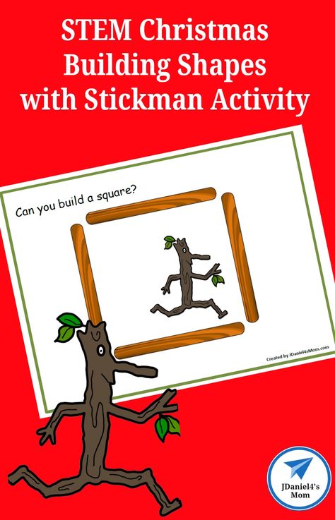 STEM Christmas Building Shapes with Stickman Activity - JDaniel4s Mom Stickman Activities Eyfs, Stick Man Activities, Stickman Activities, Christmas Learning Activities, Stem Christmas, Christmas Building, Christmas Learning, Julia Donaldson, Book Theme