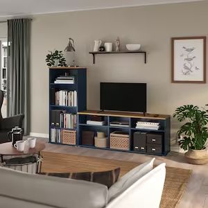 New products - IKEA Living Room Designs Realistic, Ikea Tv Cabinets, Ikea Open Storage, Small Ikea Living Room Ideas, Book Shelf Next To Tv, Ikea Hack Tv Console Media Storage, Tv Wall Mount With Shelves, Tv Unit Decor Boho, Condo Small Living Room