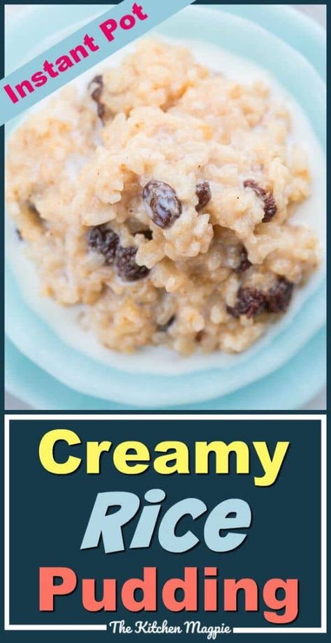 Rice Pudding With Raisins, Instantpot Rice, Instant Pot Rice Pudding, Rice Puddings, Instant Pot Rice, Creamy Rice Pudding, Rice Pudding Recipe, Rice Recipes For Dinner, Creamy Rice