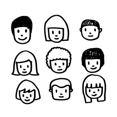 Vector Face, Face Doodles, Doodle People, Hands Icon, People Icon, Face Icon, 강아지 그림, Cake Logo, Font Illustration