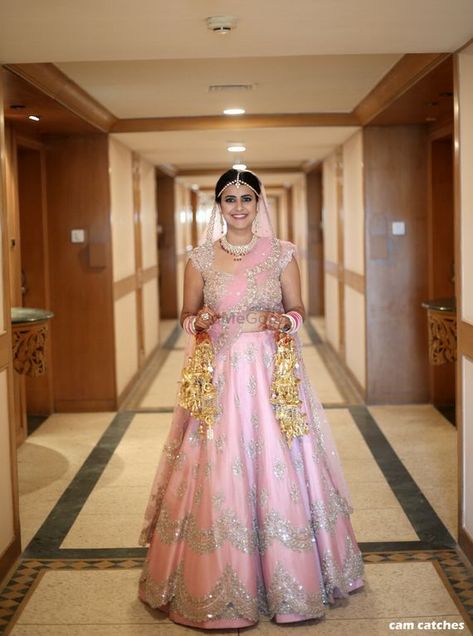 Photo of Light pink bridal lehenga with silver work and scalloped edge Pink Lehenga Jewellery Ideas, Light Pink Bridal Lehenga, Lehenga Jewellery Ideas, Pink Bridal Lehenga, Lehenga Jewellery, Pink Lehenga, Indian Bridal Dress, Indian Gowns Dresses, Summer Wedding Outfits