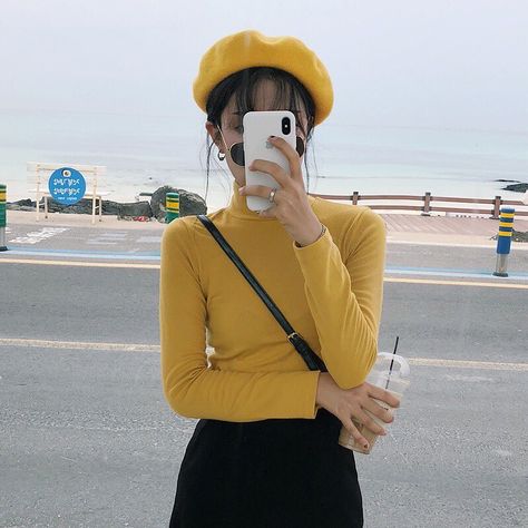 Yellow Turtleneck Outfit, Ulzzang Girl Outfit, Atla Water Tribe, Turkey Outfits, Mustard Yellow Outfit, Yellow Turtleneck, Turtleneck Outfits, Long Sleeve Top Outfit, Korean Ootd