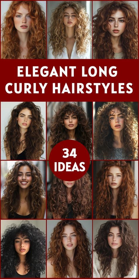 Explore 34 breathtaking long curly hairstyles that will revolutionize your look. From loose waves to tight coils, these styles celebrate the diversity of curly hair. Learn how to create stunning updos, half-up styles, and cascading looks that enhance your natural texture. Discover techniques to define your curls, add volume, and reduce frizz for picture-perfect long hairstyles that turn heads and boost your confidence. Long Naturally Curly Haircuts, Long Curly Hair Naturally, Long Haircuts For Curly Hair, Curly Hair Layers Long, Long Curly Hair Layers, Loose Wave Hairstyles, Volumized Curls, Long Curly Hairstyles With Layers, Rollers Blowout