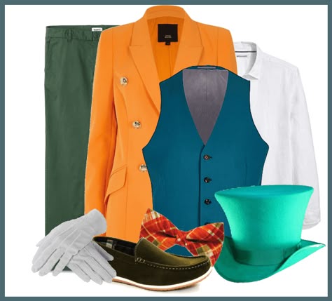 The Hatter | Halloween Series 2018  Halloween Costume of The Hatter (better known as the Mad Hatter) from Alice In Wonderland  DIY Polyvore Outfit Diy Mad Hatter Costume Men, Mad Hatter Costume Men, Mad Hatter Cartoon, Mad Hatter Diy, Mad Hatter Diy Costume, Blue Suit Vest, Outfit Cartoon, Wonderland Outfit, Mad Hatter Top Hat