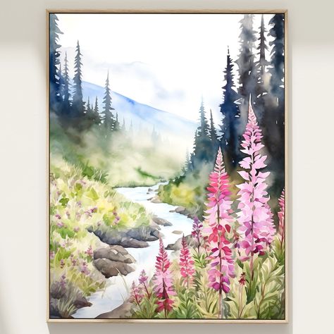 Mount Rainier Travel Print Mount Rainier Poster National Park Art Print Mount Rainier Gift Mount Rainier Wall Art Mount Rainier Artwork National Park Art, National Park Gifts, National Parks Usa, Pressed Flower Art, Watercolor Landscape Paintings, Park Art, Gift Art, Music Room, Pressed Flower